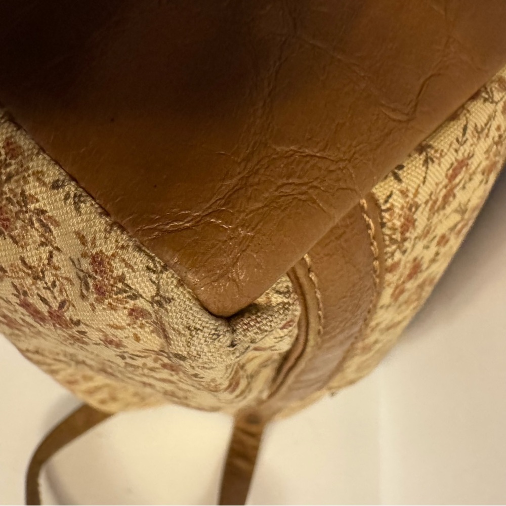 LONGABERGER Small Tote Book Bag Tan Floral - Picture 16 of 16